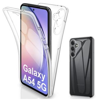 Coque pour Samsung Galaxy A54 5G - housse etui silicone gel fine 360 integrale (avant et arriere) + film ecran - TRANSPARENT - htdmobiles - 1
