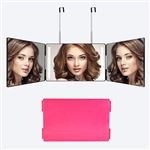 Miroir 3 Faces Coiffure Rasage LINFE Suspendu RéTractable RéGlable Miroir de Douche - Rose