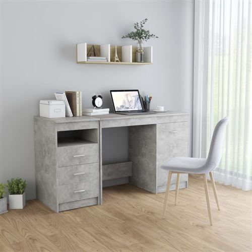 Non Communiqué Gris Bureau Béton 140X50x76 Cm Bois D'ingénierie