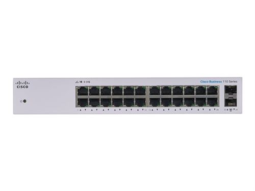 Cisco Business 110 Series 110-24T - Commutateur - Non Géré - 24 X 10/100/1000 + 2 X Sfp Gigabit Combiné - Montable Sur Rack, De Bureau, Fixation Murale
