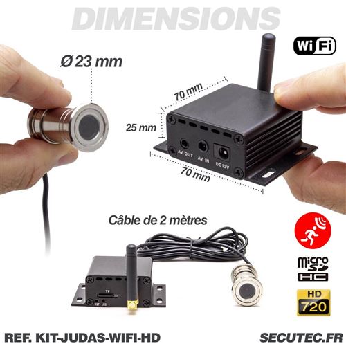 Caméra judas WiFi HD 720P avec accès à distance enregistrement à la  détection de mouvement sur carte microSD 128 Go - Caméra de surveillance -  Achat & prix