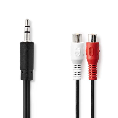 Câble Audio Stéréo 3,5 mm Mâle - 2x RCA Femelles 0,2 m Noir