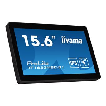 iiyama ProLite TF1633MSC-B1 - Écran LED - 15.6" - cadre ouvert - écran tactile - 1920 x 1080 Full HD (1080p) @ 60 Hz - IPS - 450 cd/m² - 1000:1 - 5 ms - HDMI, DisplayPort - haut-parleurs - noir, finition matte