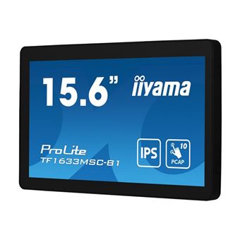 iiyama ProLite TF1633MSC-B1 - Écran LED - 15.6" - cadre ouvert - écran tactile - 1920 x 1080 Full HD (1080p) @ 60 Hz - IPS - 450 cd/m² - 1000:1 - 5 ms - HDMI, DisplayPort - haut-parleurs - noir, finition matte