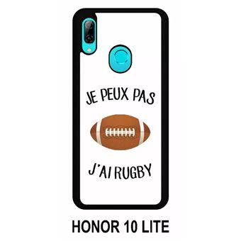 Coque Honor 10 Lite - Design Foot Lyon Équipe - Silicone Noir - Protection Antichoc, Fabriqué En France