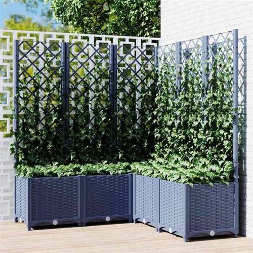vidaXL Pflanzkübel mit Rankgitter Blaugrau 120x120x136 cm PP