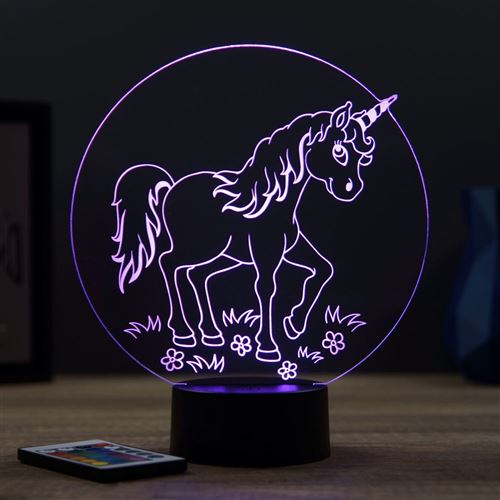 Lampe enfant 3D multicolore personnalisée - Licorne