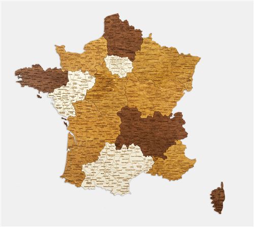 Carte de France en bois 68×67 cm - magnifique décoration murale en bois -  Achat & prix