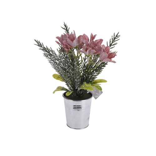 plante artificielle fleurs pot métal 16x14x7.5cm - Modèle aléatoire - CAA120560