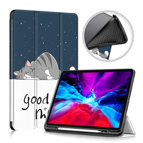 Housse etui coque pochette simili cuir pour Apple iPad Pro 3 2018 / iPad Pro 4 2020 / iPad Pro 5 2021 (12,9 pouces) - GOOD NIGHT - htdmobiles