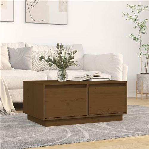 VIDAXL - Table basse - Bois de pin massif - Marron miel - 80x50x35 cm - Image 3