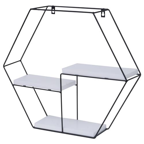 Non Communiqué Blanc Étagère Murale Mendler Hwc-K76 3 Étagères En Métal 43X49x11cm - Image 1