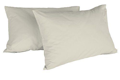 Italian Bed Linen 8058575002877 Paire de Taie D'Oreiller Uni Coton Crème-100 % Coton-52 x 82 x 1 cm