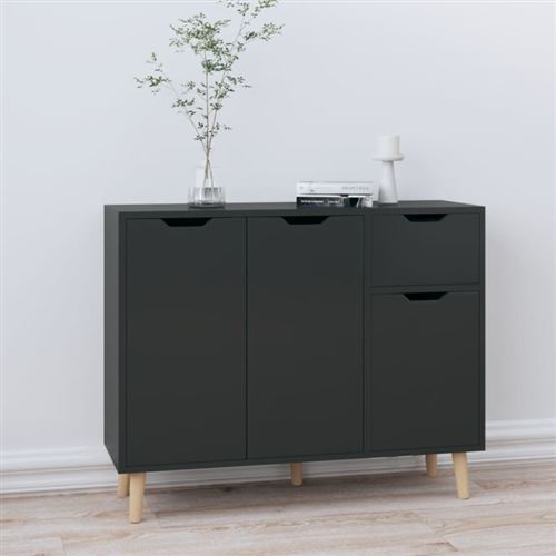 vidaXL Buffet Noir brillant 90x30x72 cm Aggloméré