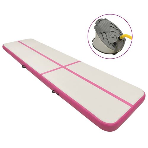  Tapis gonflable de gymnastique avec pompe 600x100x15cm PVC Rose