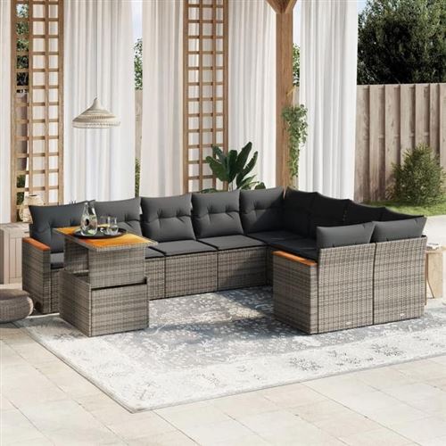 vidaXL - Salon de Jardin - 10 Pièces - Gris - Image 2