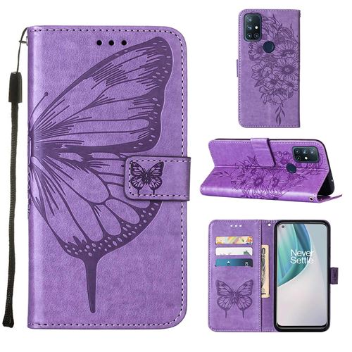 MPFRANCE Housse pour OnePlus Nord N10 5G Violet [Papillon V3]