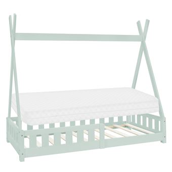 ML-Design Lit Enfant Tipi 80x160 cm Menthe avec Matelas à Mousse Froide Polyester, Housse - 1