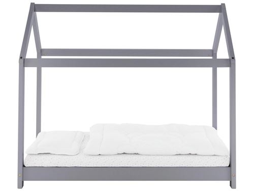 Non Renseigné Gris/Clair Lit D'enfant Avec Toit Et Sommier À Lattes 70X140 Cm En Pin Ml-Design - Image 3