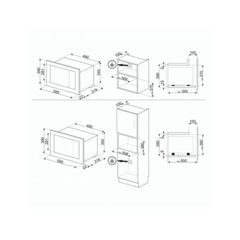 SMEG Micro ondes Grill Encastrable FMI120B3, 20 litres, Gril , Electronique