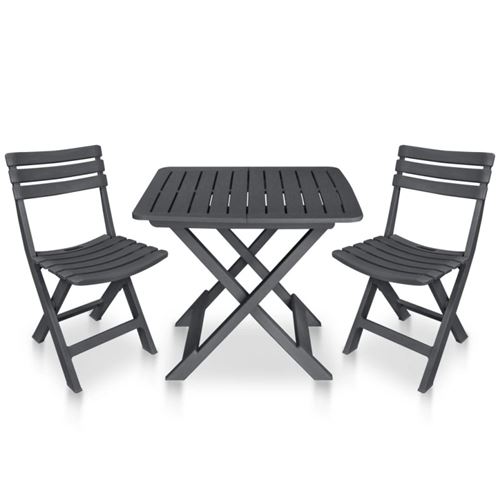 Non Communiqué Gris Ensemble De Bistro Pliable 3 Pcs Plastique Anthracite