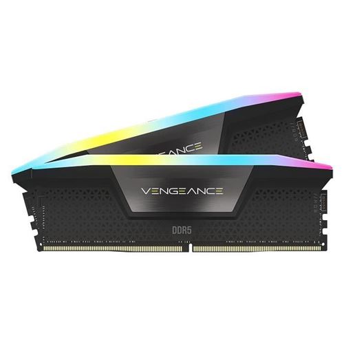 Mémoire RAM - Vengeance RGB DDR5 RAM 64 Go (2x 32 Go) 6400 MHz CL32 Intel XMP Compatible iCUE - Noir (CMH64GX5M2B6400C32)
