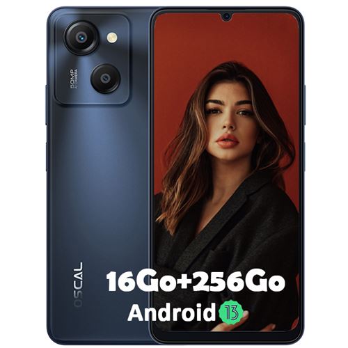 Oscal MODERN 8 Téléphone Portable Débloqué 16Go+256Go 6.52 50MP+8MP 6000mAh Android 13 Smartphone Double SIM 4G GPS - Gris