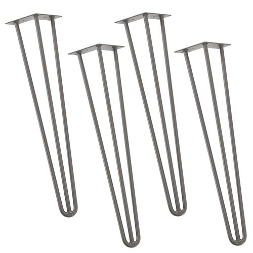 [en.casa] Pieds de table en épingles à cheveux – set de pieds de table en épingles à cheveux (4 piéces) - 72 cm - argent