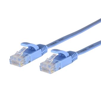 Câble réseau/ethernet Plat RJ45 LAN mâle/mâle Cat6 bleu avec blindage ...