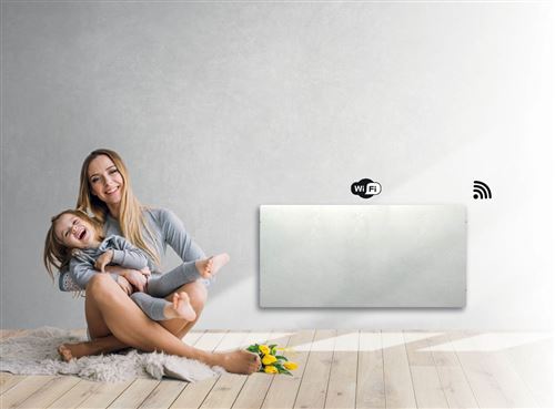  Radiateur &eacute;lectrique &agrave; inertie s&egrave;che pierre naturelle Mazda Dual Kherr Smart blanc 1500W