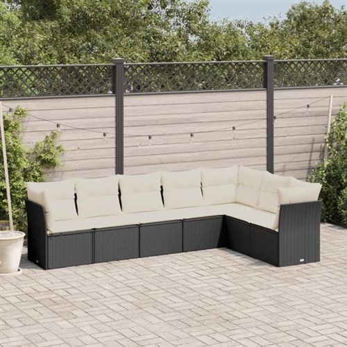 Vidaxl Noir Salon De Jardin 7 Pcs - Image 3