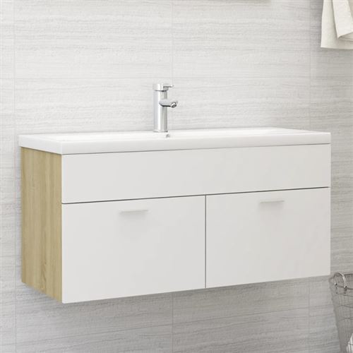 VidaXL Armoire d'évier et lavabo intégré Blanc/chêne sonoma Aggloméré