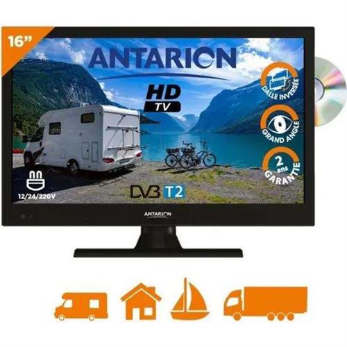 Tv led 15.6 pouces televiseur hd tnt camping 12v dvd integre usb noir D39 x L.37.6 x H.24 x P.4.5 cm ANTARION