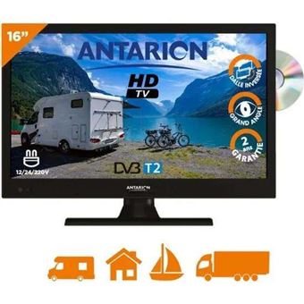 Tv led 15.6 pouces televiseur hd tnt camping 12v dvd integre usb noir D39 x L.37.6 x H.24 x P.4.5 cm - ANTARION - 1