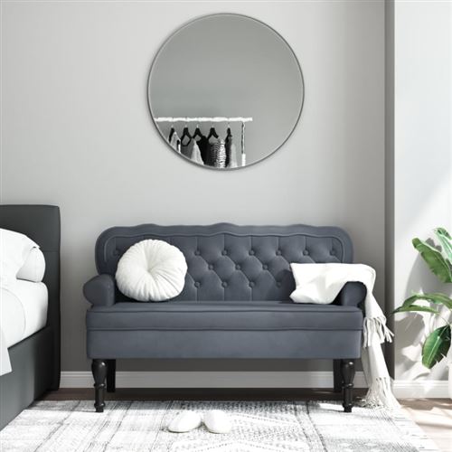 Vidaxl Gris Banc Avec Dossier Velours Foncé - Image 3