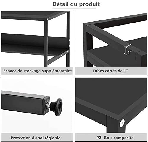 Meerveil Bureau Informatique, Bureau d'Ordinateur avec Étagère Rangement à  Quatre Niveaux, Table de Travail PC Table pour Bureau et Salle d'Etude, 157  x 45 x 130,5 cm, Noir : : Cuisine et