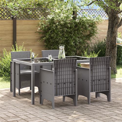 Non Communiqué Gris Clair Chaises De Jardin Avec Coussins 4 Pcs Poly Rattan