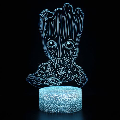 Lampe 3D Tactile RGB Veilleuses Enfant MY1310 Groot avec Telecommande