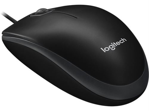 Logitech B100 - Souris - droitiers et gauchers - optique - 3 boutons - filaire - USB - noir