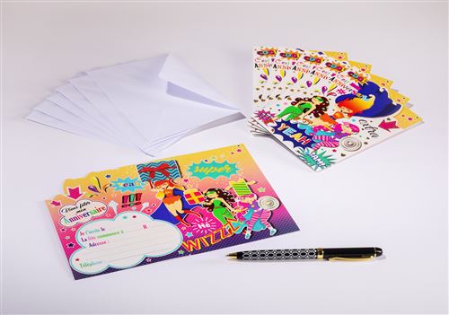 Sachet de 6 cartes doubles d'invitation d'anniversaire enfant/ado et 6  enveloppes - Carte de vœux - Achat & prix