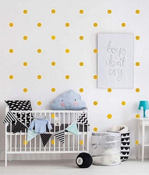 HOMEMANIA Sticker Polka Dots - Cercle - pour les enfants - au mur - Or en Vinyle, 13 x 0,15 x 17 cm