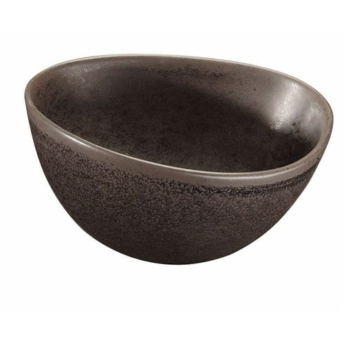 Saladier rond en grès D13.8cm marron CUBA