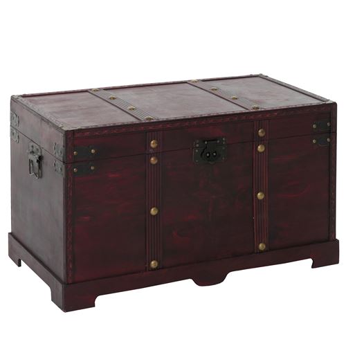 Générique Marron Coffre Bois De Décoration Valence Aspect Antiquité 39X67x38cm Carré - Image 1