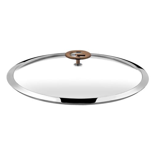Eclipse - Couvercle 20cm verre trempé, bouton inox teinté cuivre