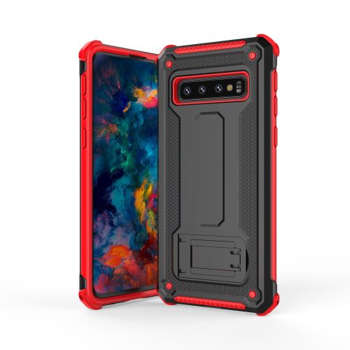 Coque en TPU hybride avec béquille noir/rouge pour votre Samsung Galaxy S10