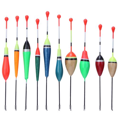 Flotteurs de Pêche en Bois de Haute Sensibilité Fixés avec Œillet en Métal Oeillet 10Pcs