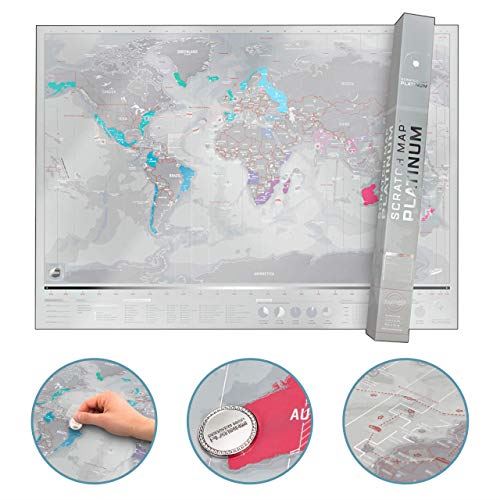 Luckies carte du monde à gratter -Gris Metallique