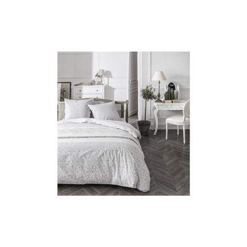 TODAY Parure de couette Sunshine 1.59 - 100% Coton - 220 x 240 cm - Gris clair et blanc