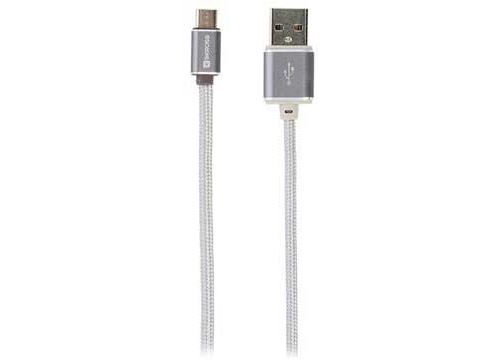 Câble MicroUSB Skross Steel Line Charge'N Sync - 1m - Argenté