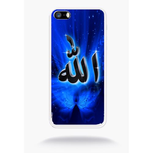 Coque Allah Religion Bleu Nuit Compatible Apple Iphone 5s Silicone Blanc Mat